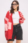 Button Down Long Sleeve Checkered Oversized Cardigan